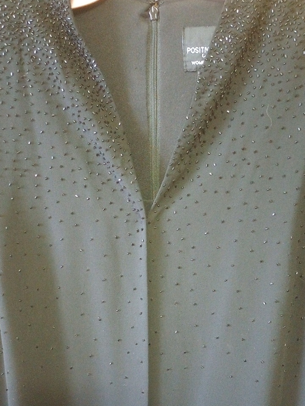 Positive Attitude Neutral Black Beaded Formal Polyester Dress, Size 22 Petite